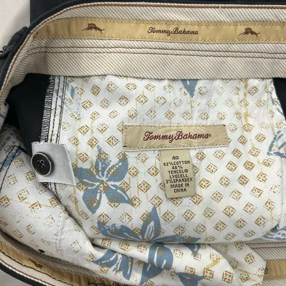 Tommy Bahama Mens 40 Black Tencel Blend Flat-Front Shorts Casual Lightweigh - Picture 9 of 14